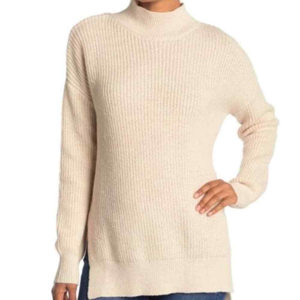 New Abound Knit Sweater Beige Oatmeal Mock Neck Dolman Long Sleeve Sz M